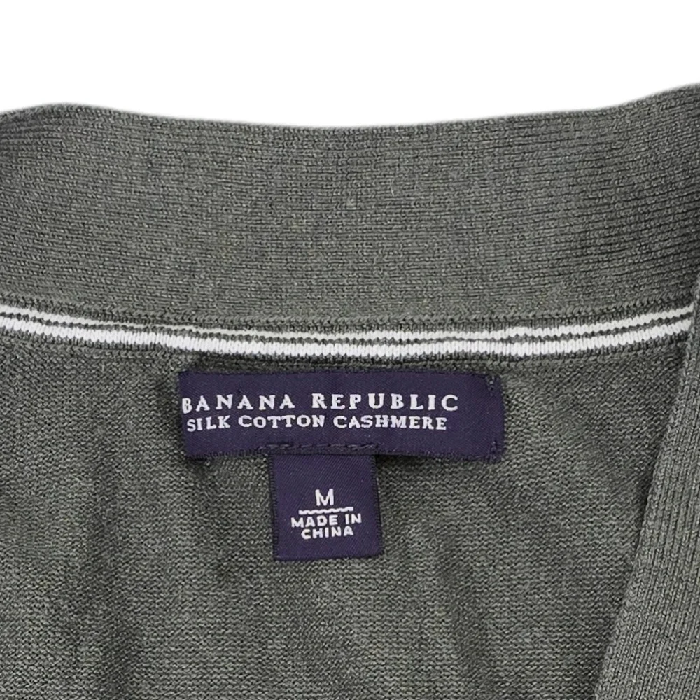 Banana Republic Mens Olive Green Silk Cotton Cashmere V-Neck Sweater M 673665-16